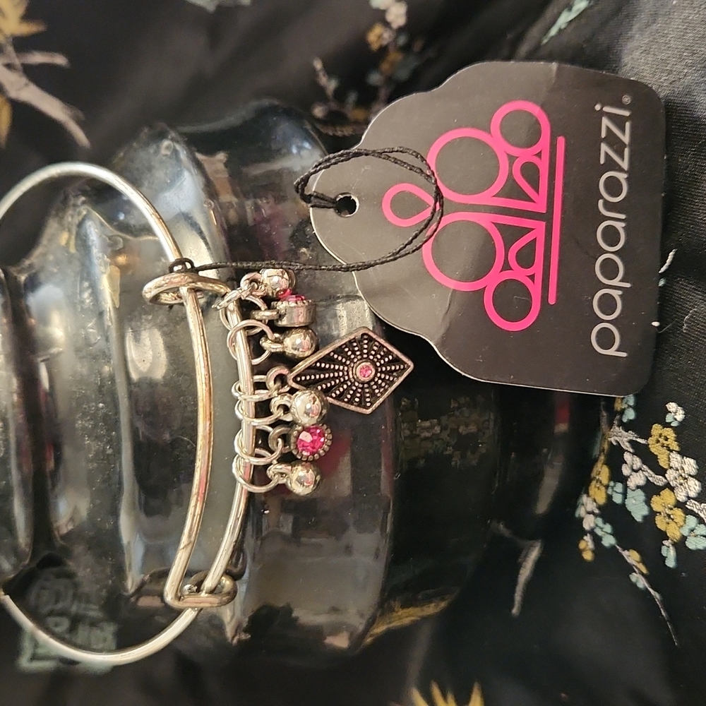Paparazzi Pink Rhinestone Charm Bracelet